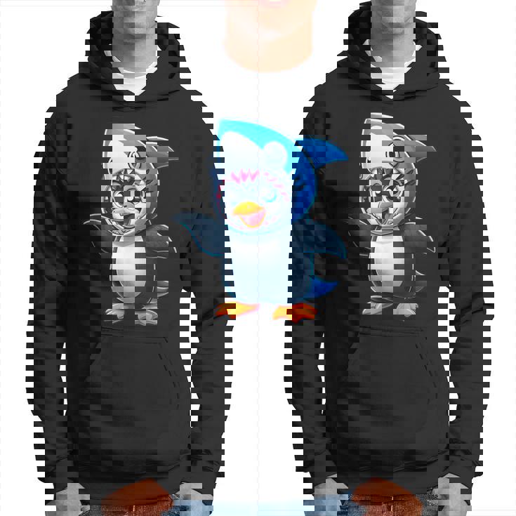 かわいいペンギンのサメのフュージョン漫画コスチューム。 パーカー