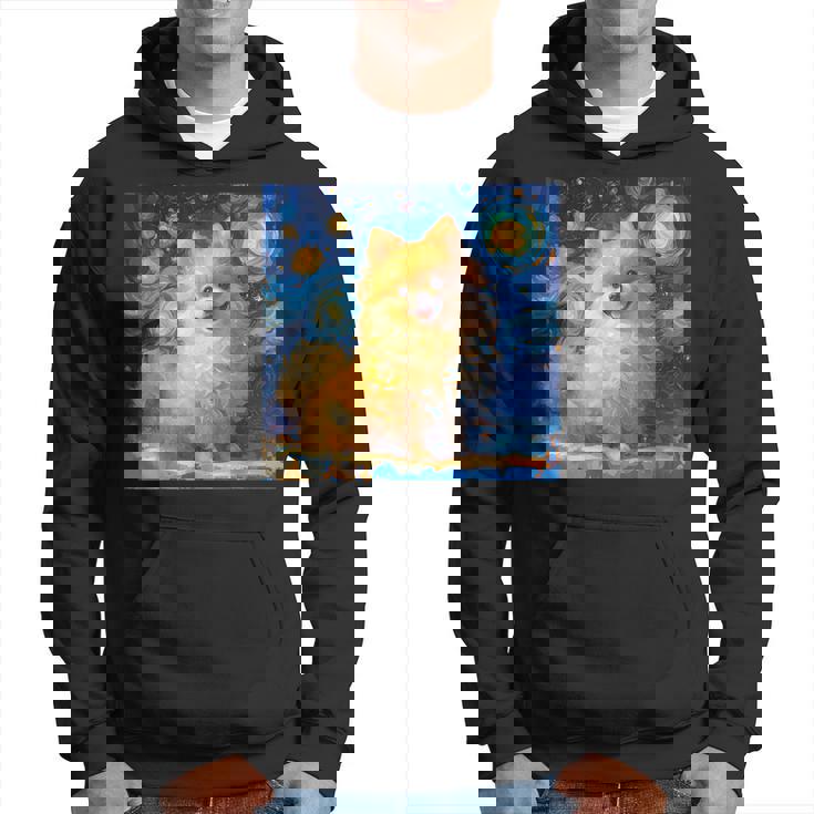 かわいいポメラニアン犬 星月夜 ヴィンセント・ヴァン・ゴッホ絵画 パーカー