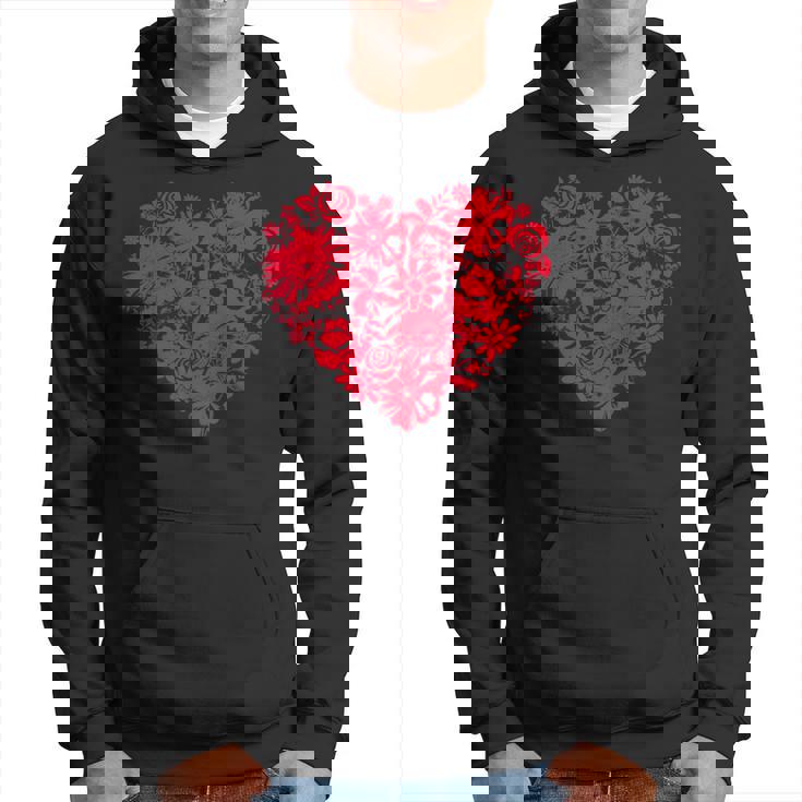 かわいい花赤いハート花のバレンタインデーの愛 パーカー