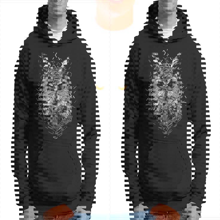 ふくろう ドローイング アート 動物 イラスト モチーフ フクロウ パーカー