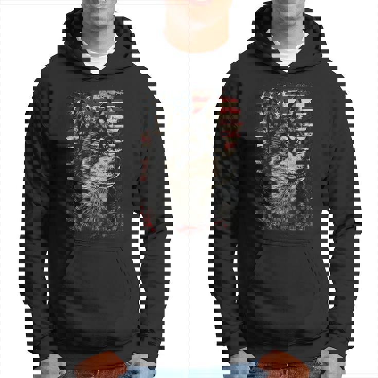 アイヌ犬 アメリカ国旗 パーカー