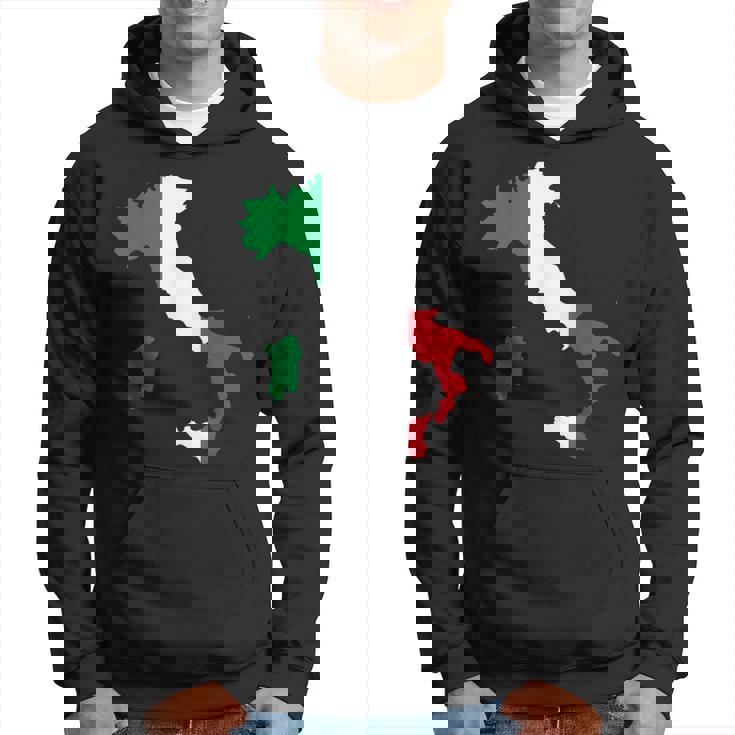 アウトライン イタリア 赤 白 緑 ストライプ 地図 パーカー