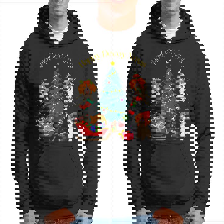 アグリー ハッピーデコピンクリスマス コーイケルホンディエ犬 ダッチデコイスパニエル犬 パーカー