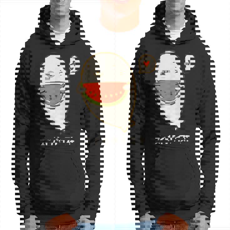 アザラシ 海豹 すいか スイカ大好き アザラシ かわいい イラスト アザラシ好き スイカ イラスト 手書き パーカー