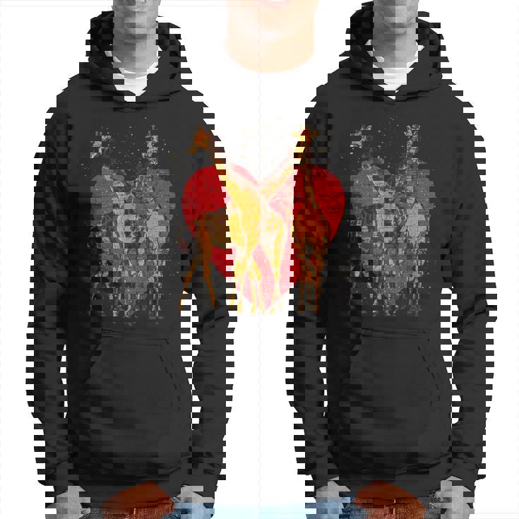 アフリカ サファリ アニマル ハート バレンタインデー ギフト ラブ キリン パーカー