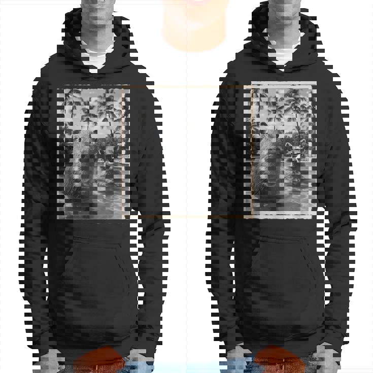 アライグマとカピバラ自撮り パーカー