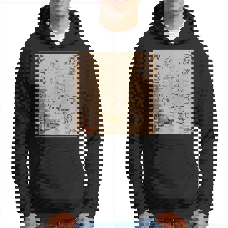 アンティークエンジニアリング機械科学パターン パーカー