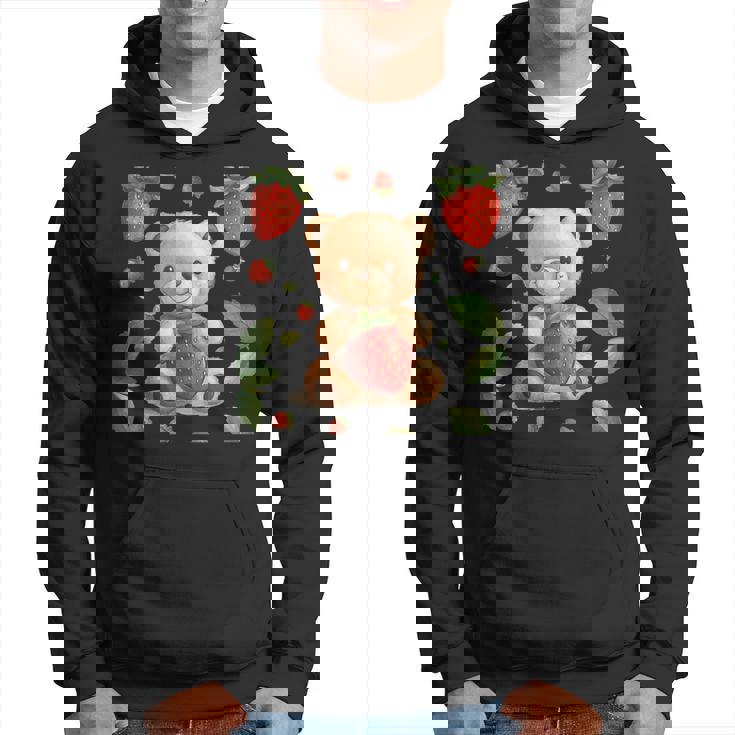 イチゴファンのための素敵なフルーツとテディベアのコスチューム パーカー