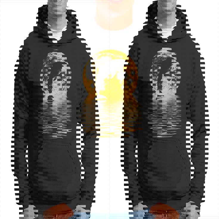 イルカ 海 夕日 月 反射 自然 恋人 ギフト パーカー