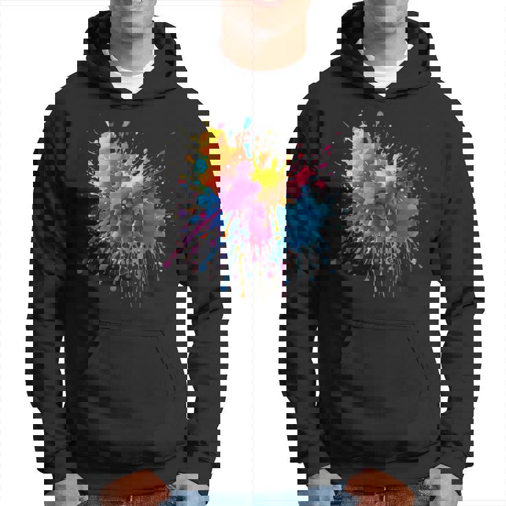 インク ペンキ 飛び散り レインボープリント カラフル イラスト パーカー