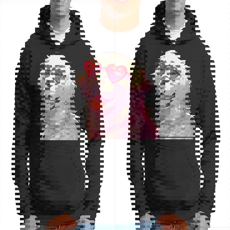 イングリッシュクリーム ゴールデンレトリバー ママギフト ハート メガネ ラブ パーカー