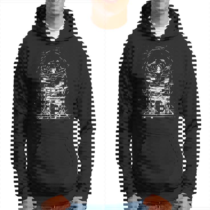 ウィトルウィウス的人体図 ドラム 面白tシャツ レオナルドダヴィンチ おもしろ ドラマー 服 音楽 メンズ パーカー