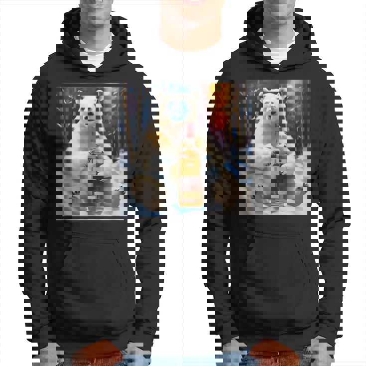 ウイスキーが飲みたいと目で訴える白熊 半袖 男女兼用 パーカー