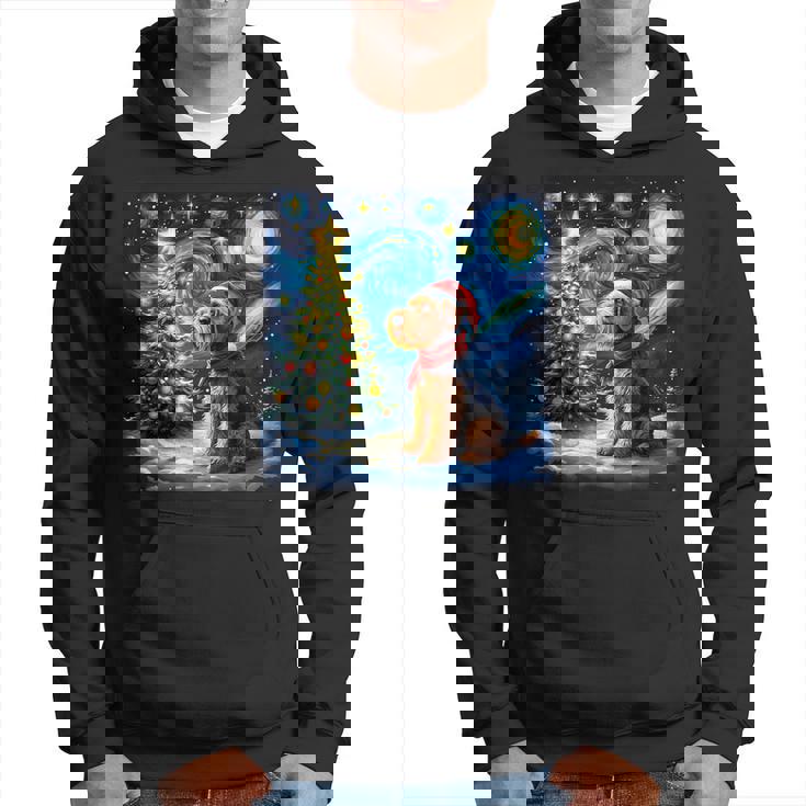 エアデール・テリア 星降る夜 クリスマス ゴッホ 犬の休日 パーカー