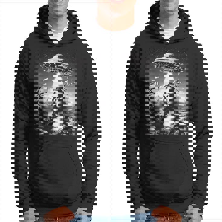 エイリアンufoモナリザと面白いセルフィー パーカー