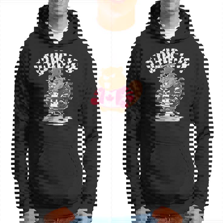 エルボーズ アップ ホッケー ビーバー カナダ人 誇り高き北 強くて自由 パーカー