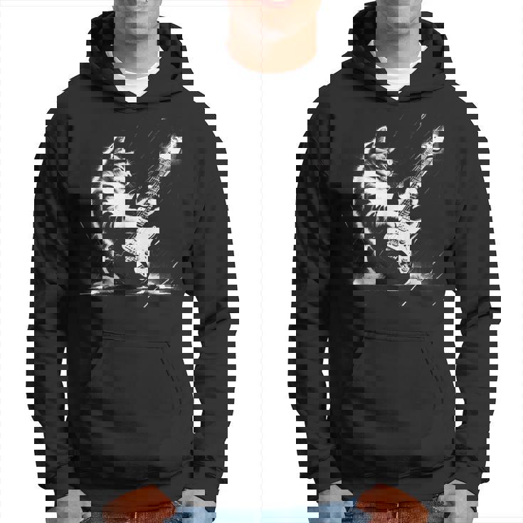 エレキギターで遊ぶ面白いギター猫 パーカー