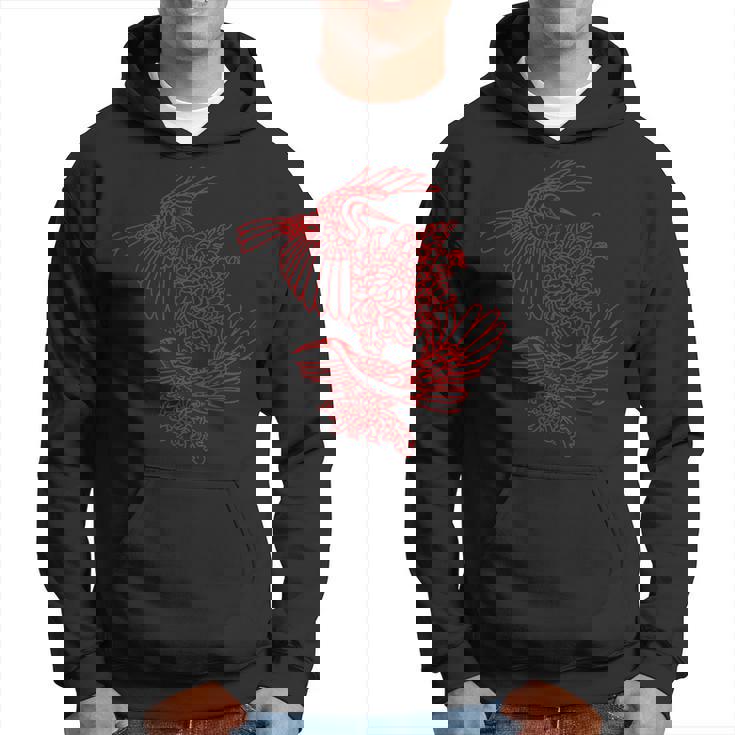 オリジナルツインサギと菊レッドラインアート パーカー