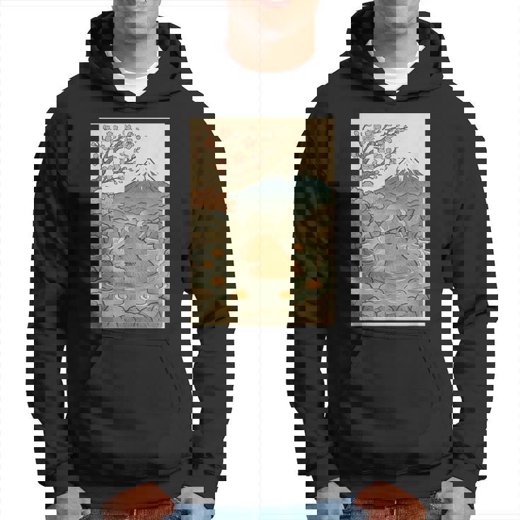 カピバラ 桜と温泉のカワイイアート パーカー