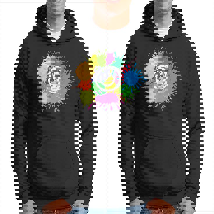 カラフル スプラッター ペイント 水彩 スマイル フェイス ユニセックス パーカー