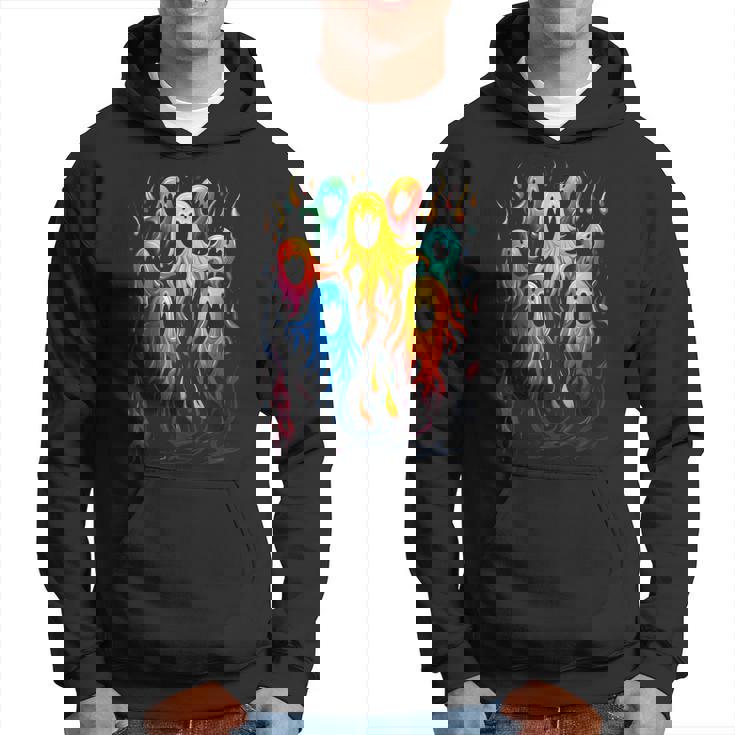 カラフル ハロウィン 幽霊 面白いグラフィックtシャツ パーカー