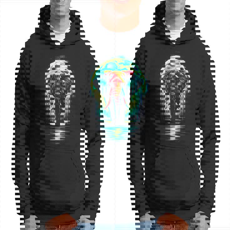 カラフル 象 精霊 動物 かっこいい イラスト アート パーカー