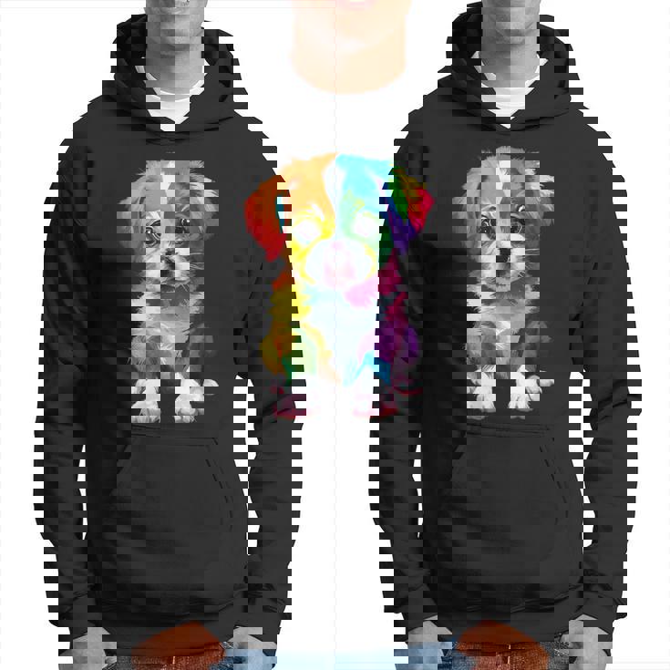 カラフルなかわいい子犬 愛らしい犬 パーカー