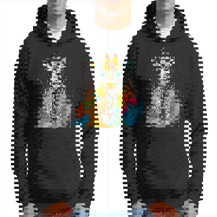 カラフルなキリン 動物 恋人 スプラッシュアート パーカー