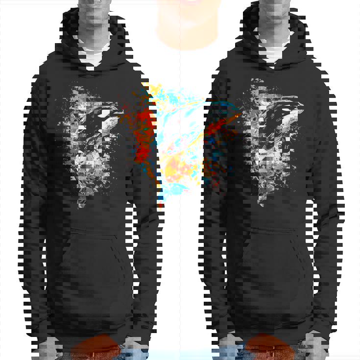 カラフルなシャチ パーカー