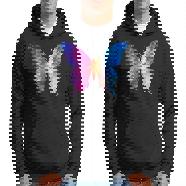 カラフルなシルエット抽象的な水彩蝶 パーカー