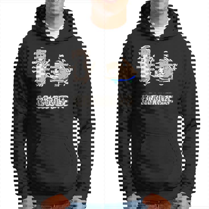 カワウソくん『スケボー』コツメカワウソ ゆるくて かわいい キャラクター イラスト パーカー