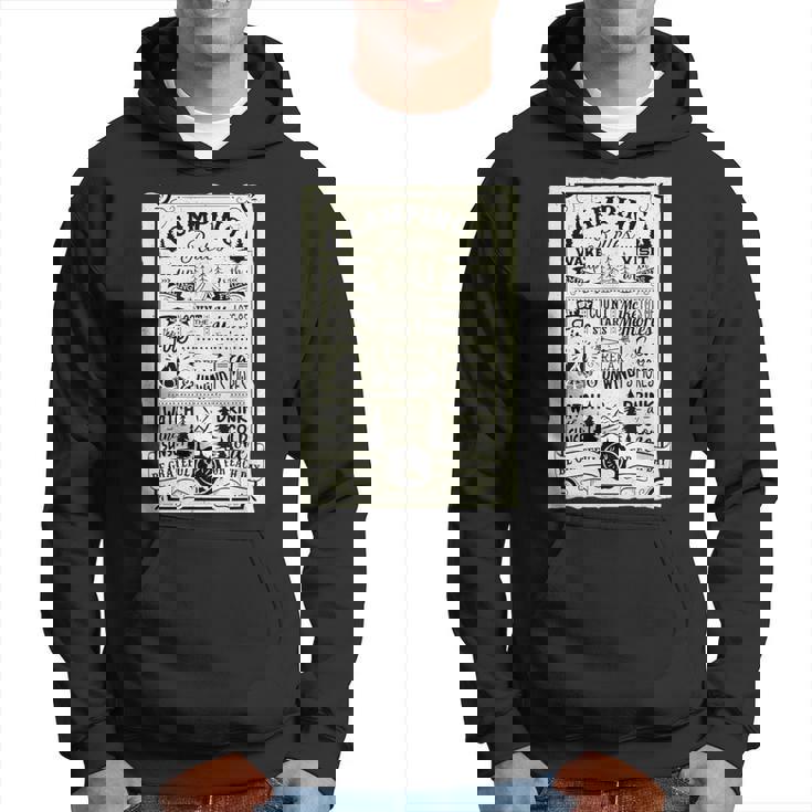 キャンピング ルール 遊び心たっぷりのヴィンテージ調デザイン おもしろ キャンプ パーカー