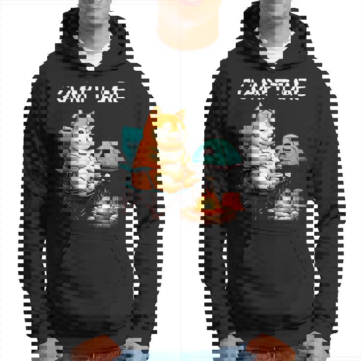 キャンプ Camp Time アウトドア 焚火 おもしろ 犬 柴犬好き 柴犬 名言 文字 面白い ふざけた ネタ パーカー