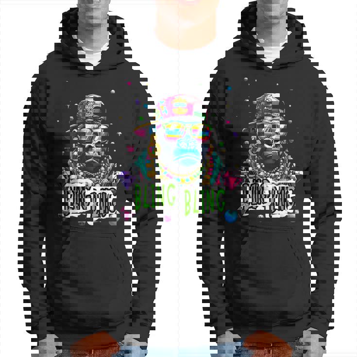 キラキラ光るクールなゴリラとジュエルヒップホップアートギャングスター パーカー