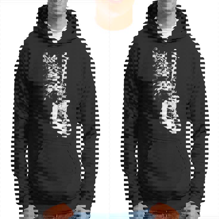 ギターを弾くロック猫 面白いギター猫 パーカー