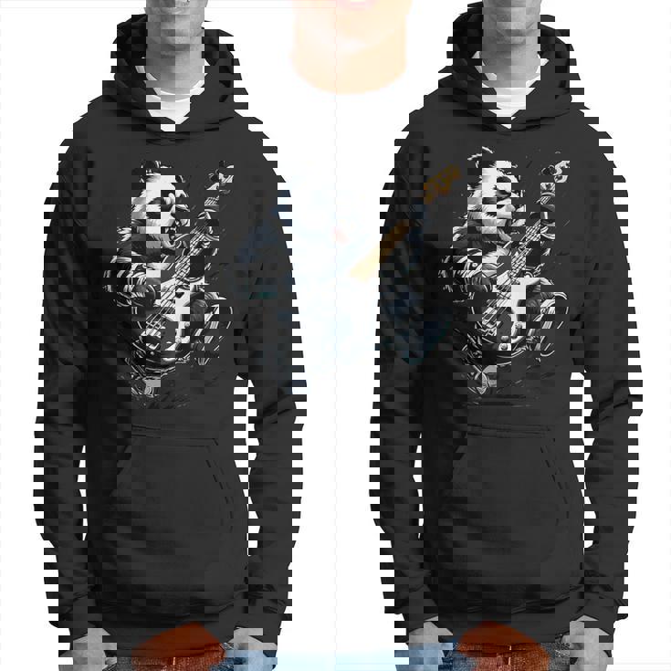 ギター付きパンダ グラフィック パンダ愛好家 パンダ ベース演奏 パーカー