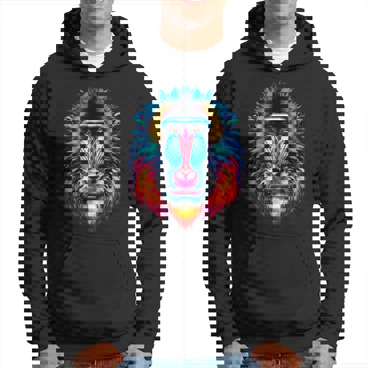 クール マンドリル 猿の精霊 動物 イラスト 絞り染め アート パーカー