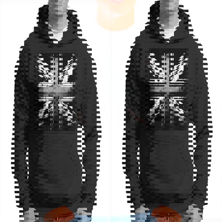 クールで素朴な風化ユニオンジャック モノクロ パーカー