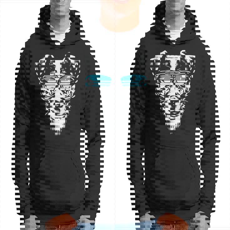 クールなジャック ラッセル テリア犬サングラス グラフィック デザイン パーカー