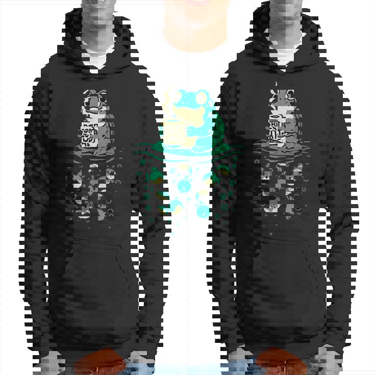 コーヒーとオタマジャクシのアートで面白い最高のお父さんカエル パーカー