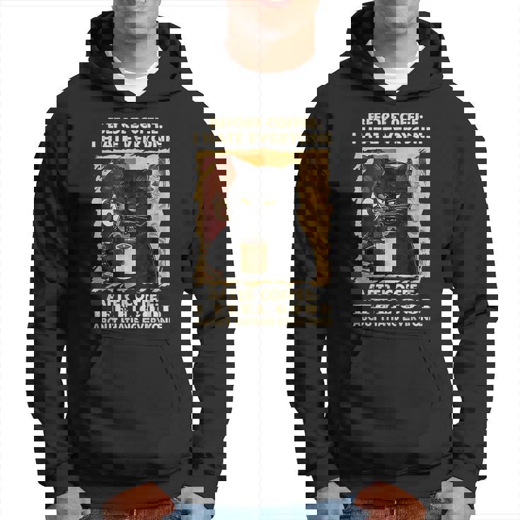 コーヒーの前にみんな嫌いな黒猫がコーヒーを飲む パーカー