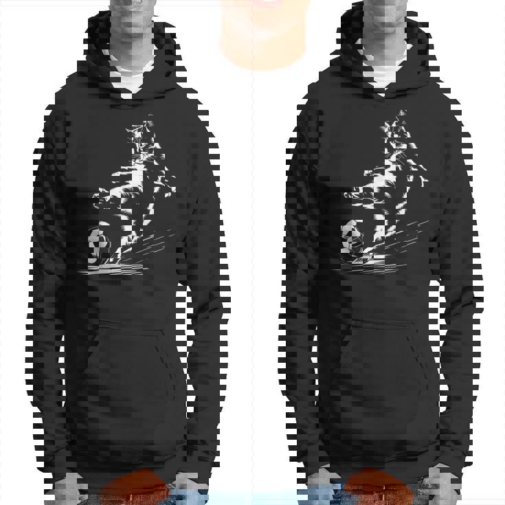 サッカーボール グラフィック 猫 スポーツ コスチューム ギフト パーカー