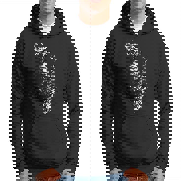 サックスを奏でる猫 面白い猫 ジャズ サックス 音楽 サックス パーカー