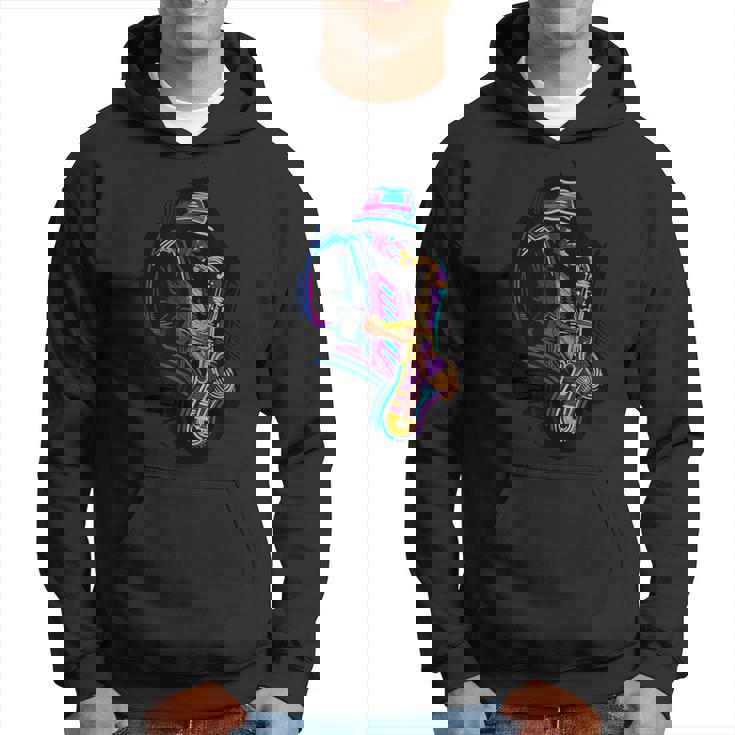 サックス奏者 ジャズ好きのためのカラフルなラインアート パーカー