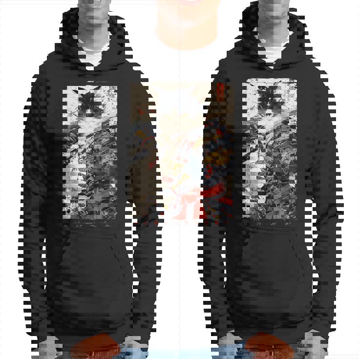 サムライ 猫戦士 浮世 墨絵 猫 サムライ パーカー