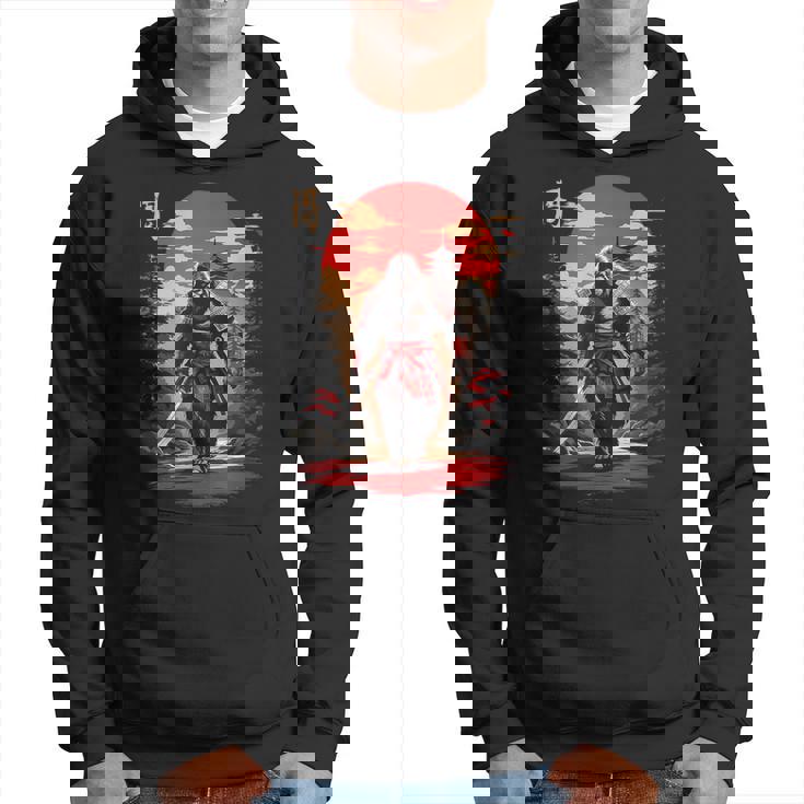 サムライビッグフット 日本のヴィンテージデザイン 面白い浮世絵アート パーカー