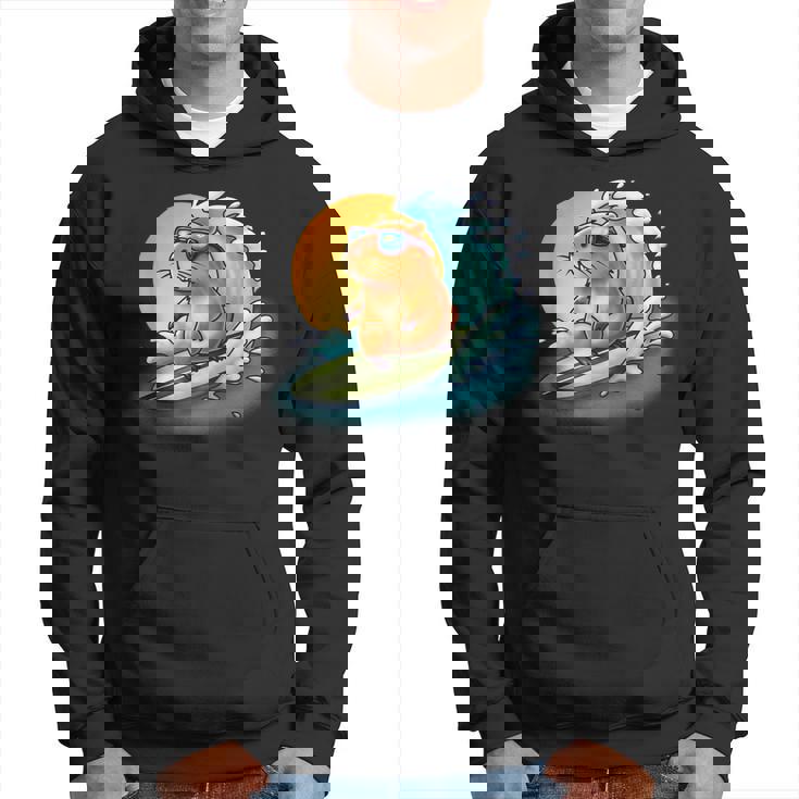 サングラスでサーフィンカピバラ パーカー