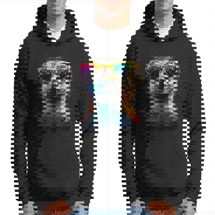 サングラスをかけたミーアキャット カラフルかわいいミーアキャット パーカー