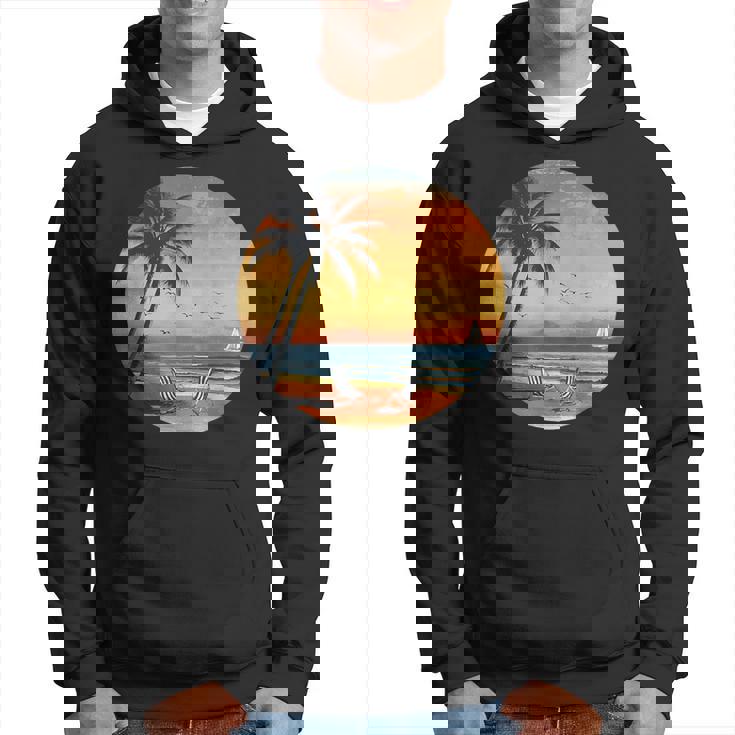 サンセット ビーチ ヤシの木 夏 バイブ レトロ トロピカル 夏 ビーチ パーカー