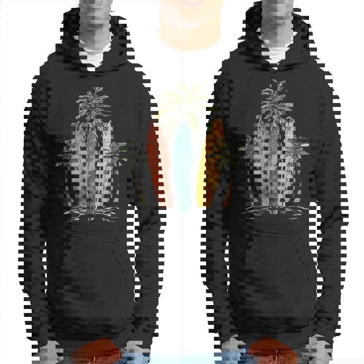 サーファー ヴィンテージ サーフボード ヤシの木 ビーチ サーフィン パーカー